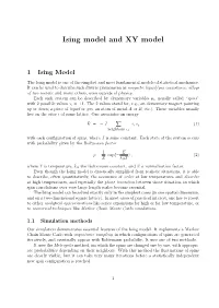 Ising Model and XY Model