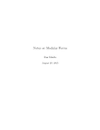 Notes on Modular Forms