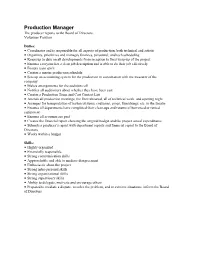 Production Manager the Producer Reports to the Board of Directors