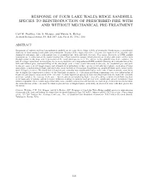 Response of Four Lake Wales Ridge Sandhill Species to Reintroduction of Prescribed Fire with and Without Mechanical Pre-Treatment
