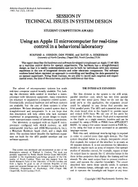 Using an Apple II Microcomputer for Real-Time Control in a Behavioral Laboratory