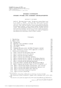 Euler's Constant: Euler's Work and Modern Developments