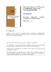 Pre-Service Elementary Teachers' Conceptions of Counterexamples