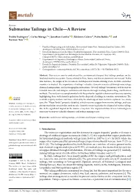 Submarine Tailings in Chile—A Review