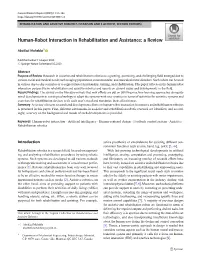Human-Robot Interaction in Rehabilitation and Assistance: a Review