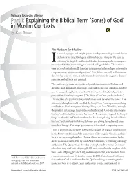 Part I: Explaining the Biblical Term 'Son(S) of God' in Muslim Contexts
