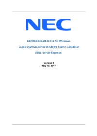 Quick Start Guide for Windows Server Container (SQL Server Express )