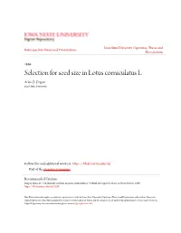 Selection for Seed Size in Lotus Corniculatus L Arlen D