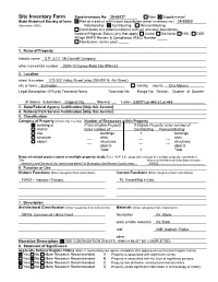Site Inventory Form State Inventory No