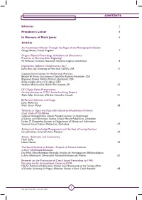 1 Contents Editorial 2 President's Letter 4 in Memory of Mark Jones 6