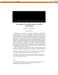Encryption, Forced Decryption, and the Constitution