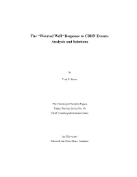 The “Worried Well” Response to CBRN Events: Analysis and Solutions