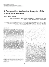 A Comparative Mechanical Analysis of the Pointe Shoe Toe Box an in Vitro Study Bryan W