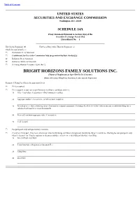BRIGHT HORIZONS FAMILY SOLUTIONS INC. (Name of Registrant As Specified in Its Charter) (Name of Person(S) Filing Proxy Statement, If Other Than the Registrant)