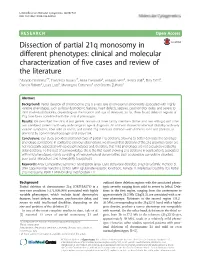 Dissection of Partial 21Q Monosomy in Different Phenotypes