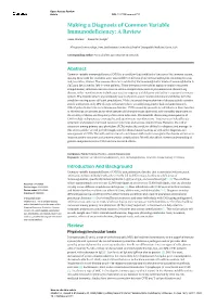 Making a Diagnosis of Common Variable Immunodeficiency: a Review