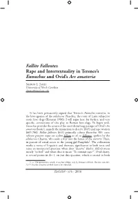 Rape and Intertextuality in Terence's Eunuchus and Ovid's