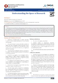 Understanding the Space of Research