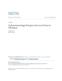 A Phenomenological Inquiry Into Sacred Time in Hinduism Netty Provost Purdue University