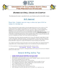 Barbecue Grill Usage on Campus