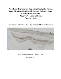 Call for Bids NL13-02, Area “C” - Carson Basin, Parcels 1 to 4