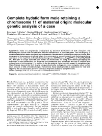 Complete Hydatidiform Mole Retaining a Chromosome 11 of Maternal Origin: Molecular Genetic Analysis of a Case