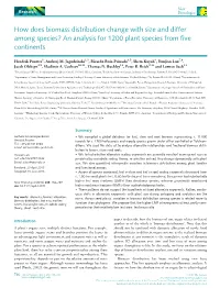 How Does Biomass Distribution Change with Size and Differ Among Species? an Analysis for 1200 Plant Species from Five Continents