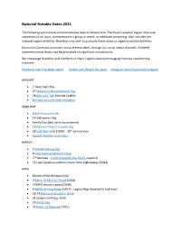 National Notable Dates 2021