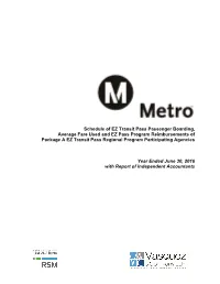 Schedule of EZ Transit Pass Passenger Boarding, Average Fare
