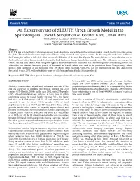 An Exploratory Use of SLEUTH Urban Growth Model in the Spatiotemporal