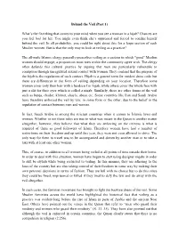 Behind the Veil (Part 1) What's the First Thing That Comes to Your Mind When