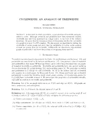CYCLEWIDTH: an ANALOGY of TREEWIDTH 1 Introduction