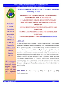 Gc-Ms Analysis of the Methanol Extract of Tephrosia