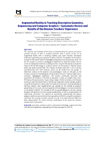 Augmented Reality in Teaching Descriptive Geometry, Engineering and Computer Graphics – Systematic Review and Results of the Russian Teachers’ Experience