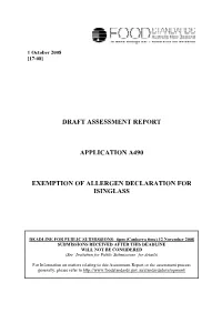 Draft Assessment Report Application A490 Exemption