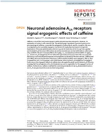 Neuronal Adenosine A2A Receptors Signal Ergogenic Effects of Caffeine