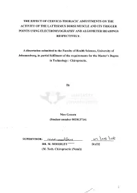 The Effect of Cervico-Thoracic Adjustments On