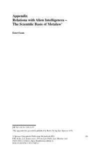 Appendix Relations with Alien Intelligences – the Scientific Basis of Metalaw1