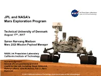 JPL and NASA's Mars Exploration Program