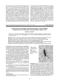 On the Presence of Scutigera Coleoptrata (Linnaeus, 1758) (Chilopoda: Scutigeromorpha: Scutigeridae) in the Metropolitan Region, Chile