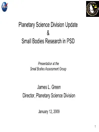 Planetary Science Division Update & Small Bodies Research in PSD