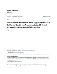 Science Based Authentication of Dietary Supplements