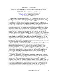 “STEM.De. – STEM.US: Resources for Developing Real-World Competencies in German+STEM”