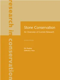 Stone Conservation: an Overview of Current Research