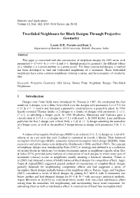 Two-Sided Neighbours for Block Designs Through Projective Geometry