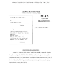 Final Judgment : U.S. and State of New York V. Verizon Et