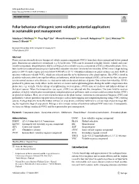 Foliar Behaviour of Biogenic Semi-Volatiles: Potential Applications in Sustainable Pest Management