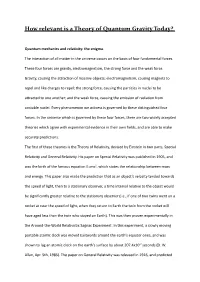 How Relevant Is a Theory of Quantum Gravity Today.Docx