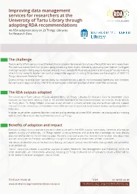 Improving Data Management Services for Researchers at the University Of