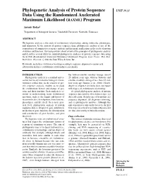 "Phylogenetic Analysis of Protein Sequence Data Using The